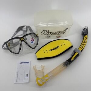 Cressi Big Eyes Evolution Crystal Mask & Snorkel Set Black Yellow w/ Case